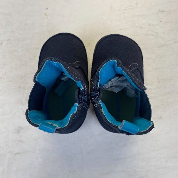 Robeez First Kicks Maddox Navy Leather Boot Size 6-9 Months Zipper,Baby, New - Picture 10 of 16